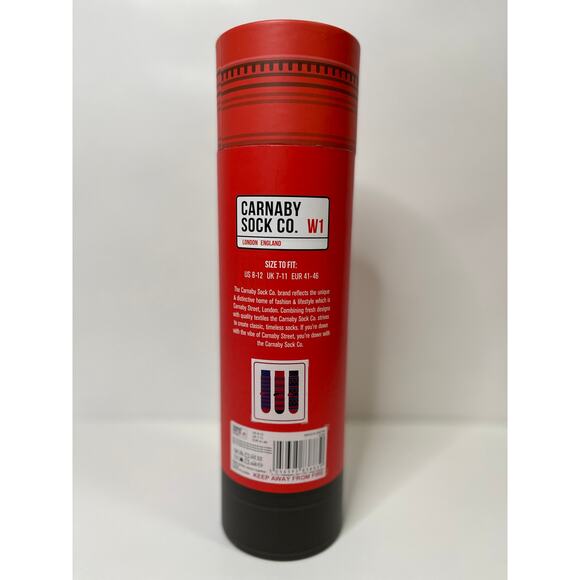 Carnaby Sock Co London Mens Socks NEW Cylinder Gift Box Holder 3 pairs Holiday - Picture 3 of 10